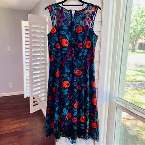TAHARI ASL | High-low Mesh Floral Dress